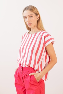2502259 Blusa Rayas Rojas