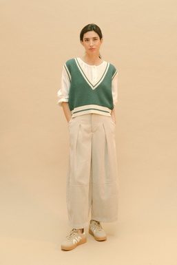 2503525 Vest Ecru/ Green