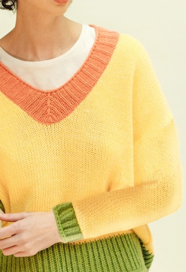 2504358B Pullover Yellow/ Coral/ Green
