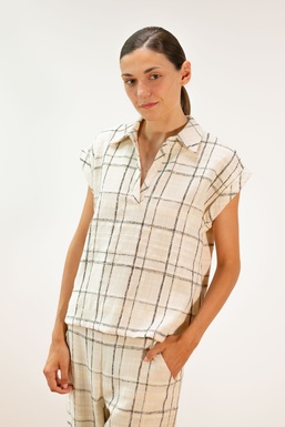 2601213Cap Blusa Cuadros Negro/ Beige