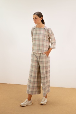 2601291 Pantalón Cuadros Gris/ Rosa