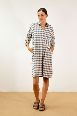 2601154 Vestido Cuadros Azul/ Beige