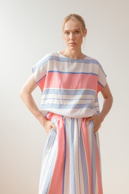 2602122 Blusa Rayas Rosa Azul
