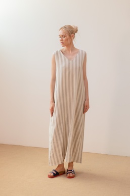 2602246 Vestido Rayas beige Verde