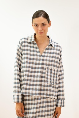 2601153 Blusa Cuadros Azul/ Beige