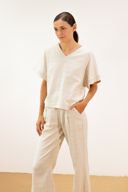 2601171 Blusa Crudo Cuadros